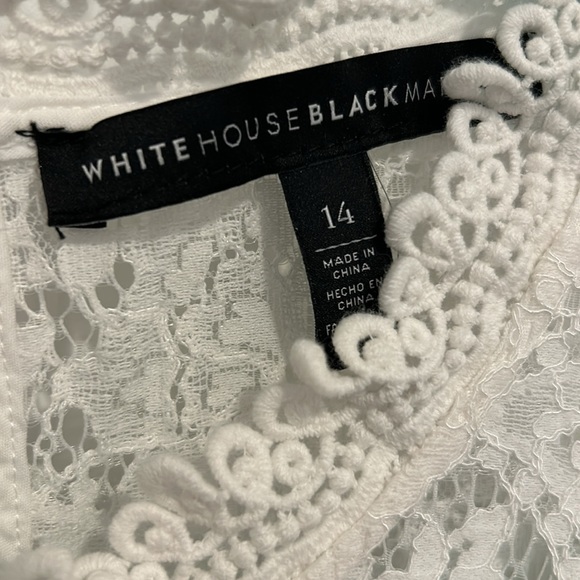 White House Black Market White Lace Overlay Top Size 14 - Picture 5 of 6
